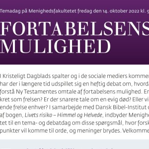 Peter Søes: Synet på fortabelsen i oldkirken og moderne teologi. 14/10 2022