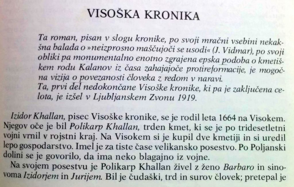 11. poglavje Tavčarjeve Visoške kronike
